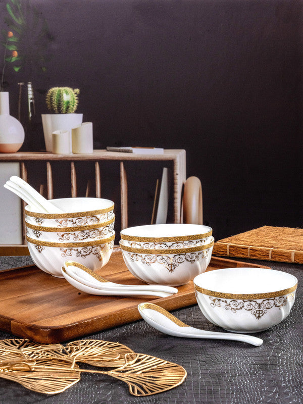 24k Gold printed Fine Bone China 12pcs Soup Set of 6pcs Soup Bowl