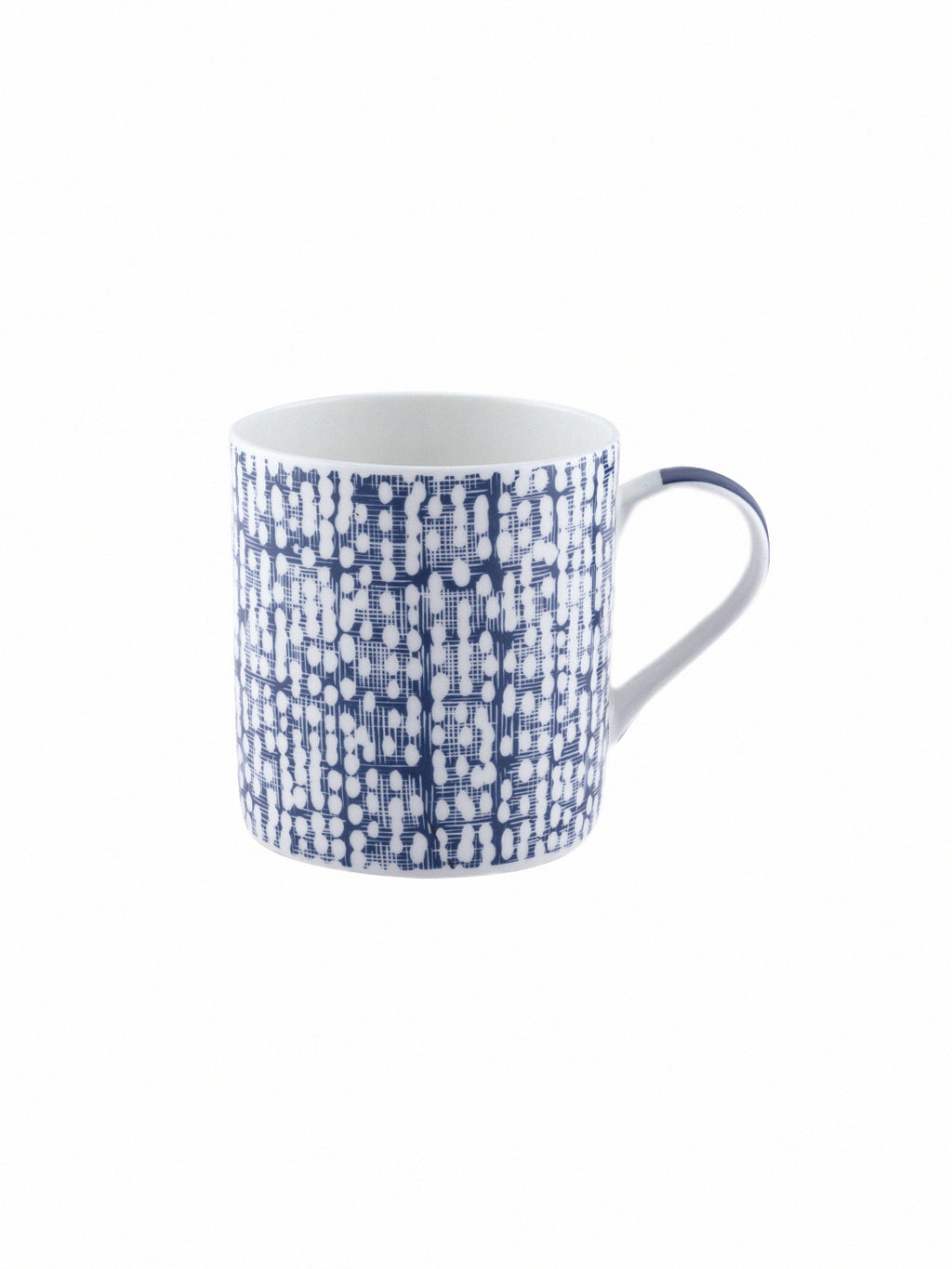 Bone China Coffee Mug Set with Indigo Abstract Design. ( Set of 6 Cup )