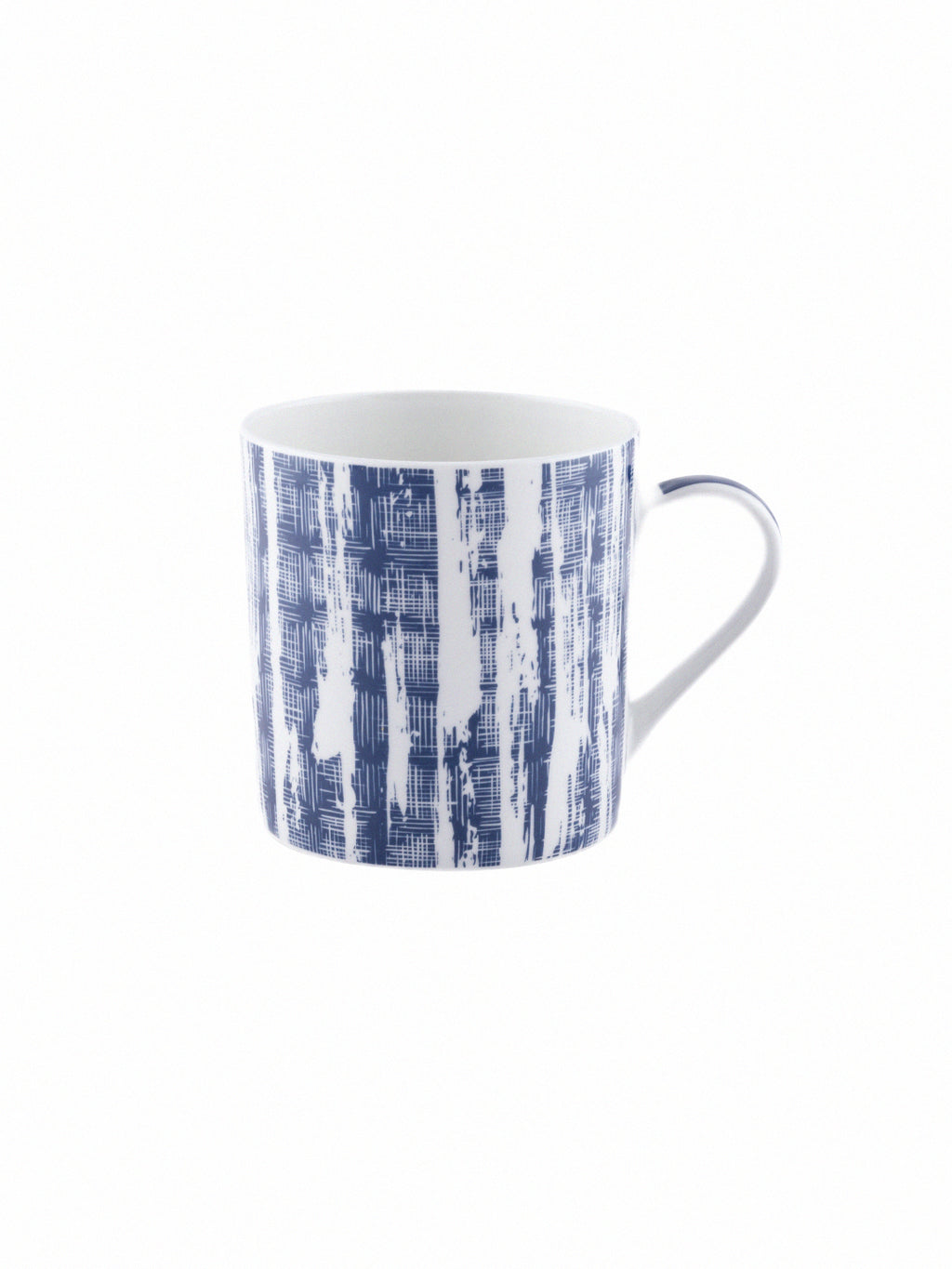 Bone China Coffee Mug Set with Indigo Abstract Design. ( Set of 6 Cup )