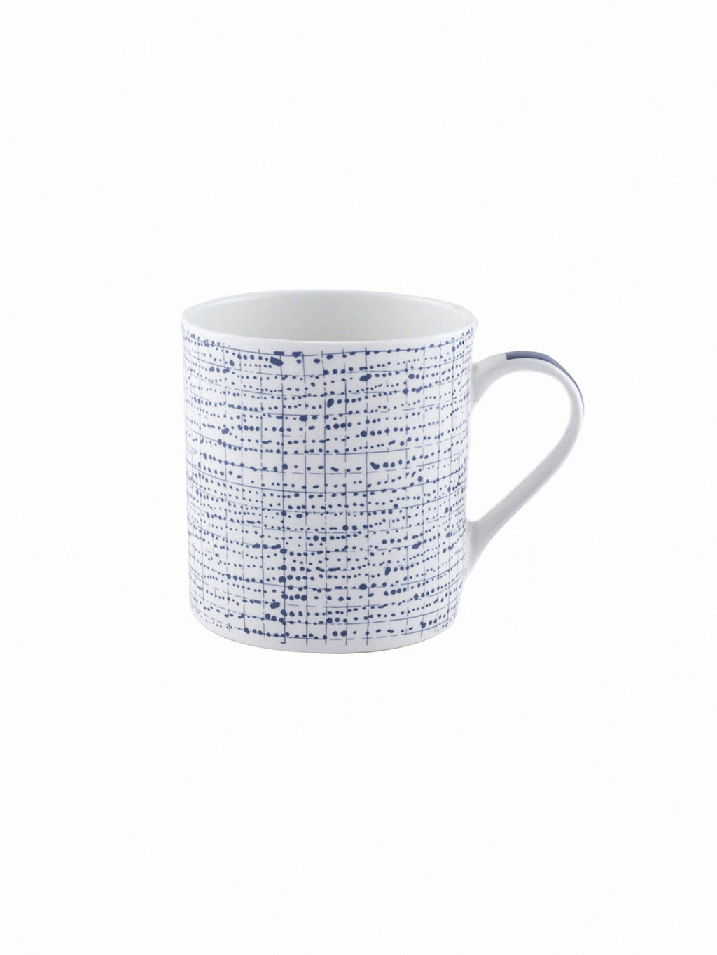 Bone China Coffee Mug Set with Indigo Abstract Design. ( Set of 6 Cup )