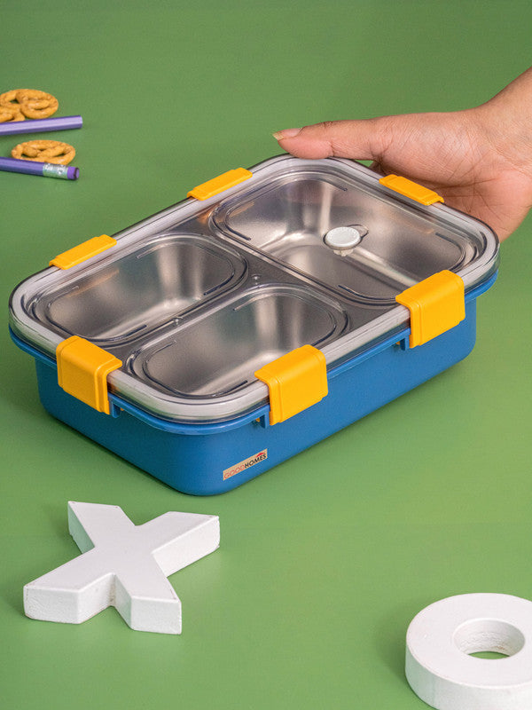 3 partition 750ml Lunch Box Stainless Steel with Spoon & Chopsticks