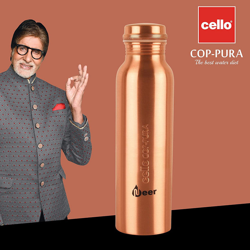 Cello Cop-Pura Neer Copper Water Bottle, 1000 milliliters,Pack of 1, Copper