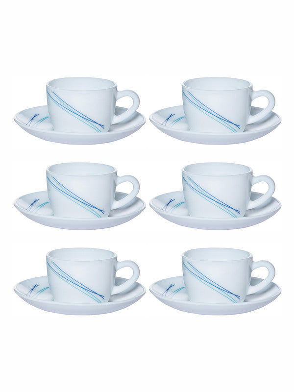 Cello Opalware Dazzle Queen  Cup Saucer (set of 6pcs Cup & 6pcs Saucer)