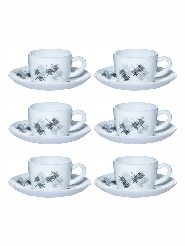 Cello Opalware Dazzle Queen  Cup Saucer (set of 6pcs Cup & 6pcs Saucer)