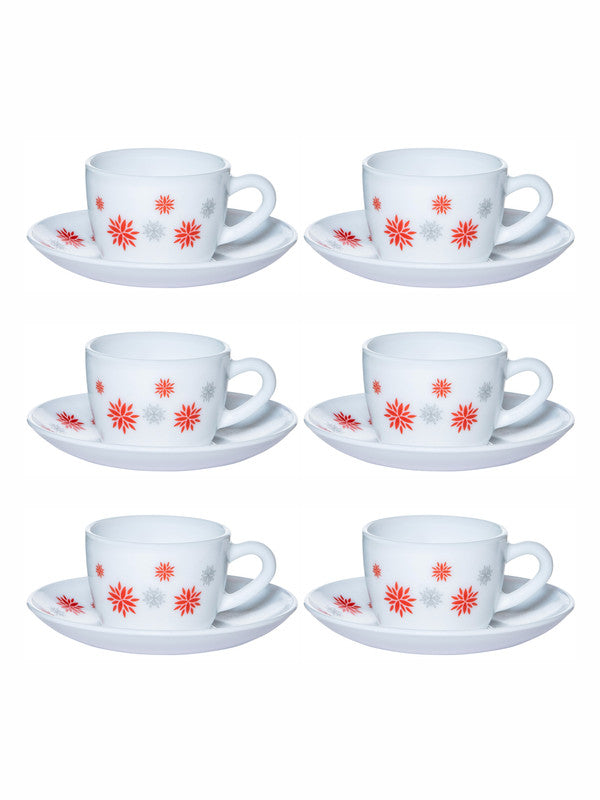 Cello Opalware Dazzle Queen  Cup Saucer (set of 6pcs Cup & 6pcs Saucer)