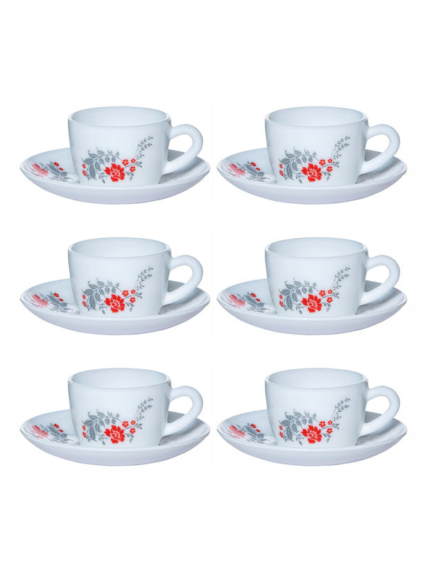 Cello Opalware Dazzle Queen  Cup Saucer (set of 6pcs Cup & 6pcs Saucer)