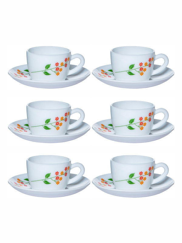 Cello Opalware Dazzle Queen  Cup Saucer (set of 6pcs Cup & 6pcs Saucer)