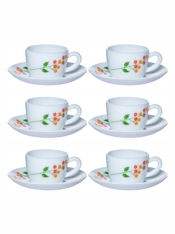 Buy Cello Dazzle Queen Assorted Glass Opal Cup and Saucer (Set of