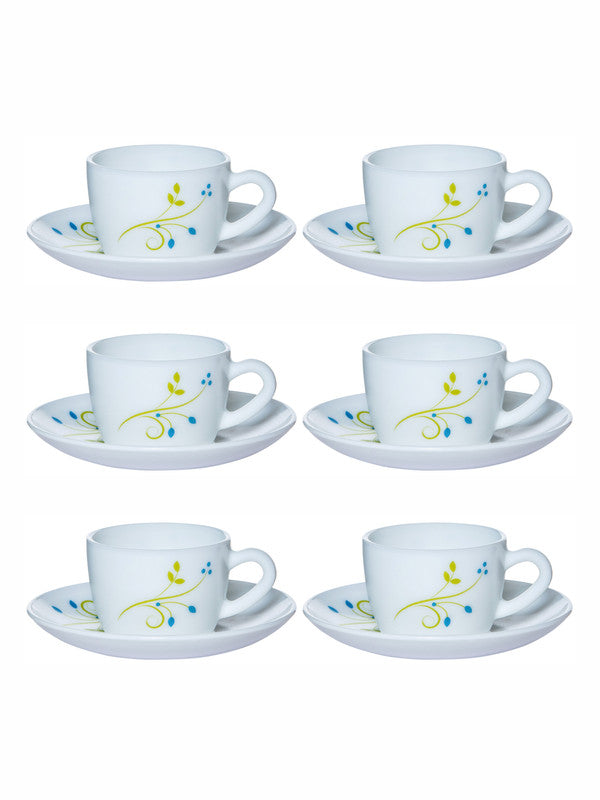 Cello Opalware Dazzle Queen  Cup Saucer (set of 6pcs Cup & 6pcs Saucer)