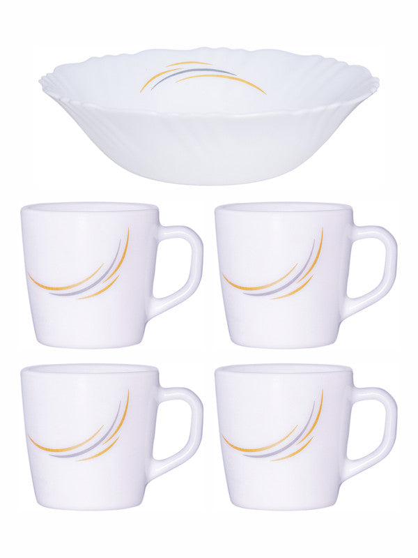 Opalware Regalia Gift Set of 4pcs Ricca Mug & 1pc Multipurpose Bowl