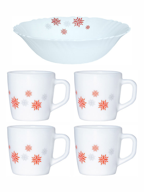 Opalware Regalia Gift Set of 4pcs Ricca Mug & 1pc Multipurpose Bowl