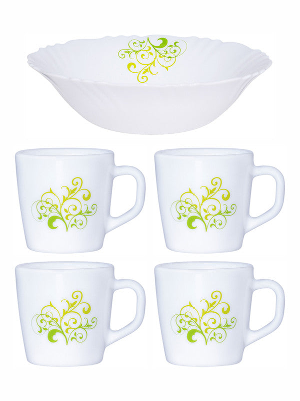 Opalware Regalia Gift Set of 4pcs Ricca Mug & 1pc Multipurpose Bowl