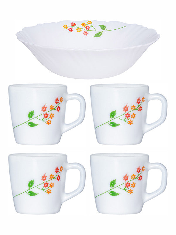 Opalware Regalia Gift Set of 4pcs Ricca Mug & 1pc Multipurpose Bowl