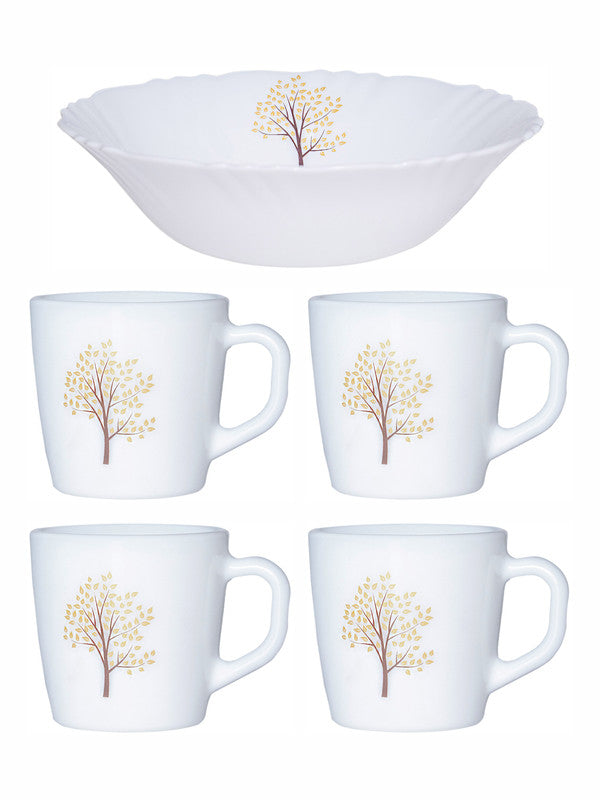 Opalware Regalia Gift Set of 4pcs Ricca Mug & 1pc Multipurpose Bowl