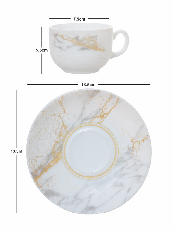 Cello Opalware Divine Coffee /Tea Cup Saucer Set (Set of 6pcs Cup & 6pcs Saucer)