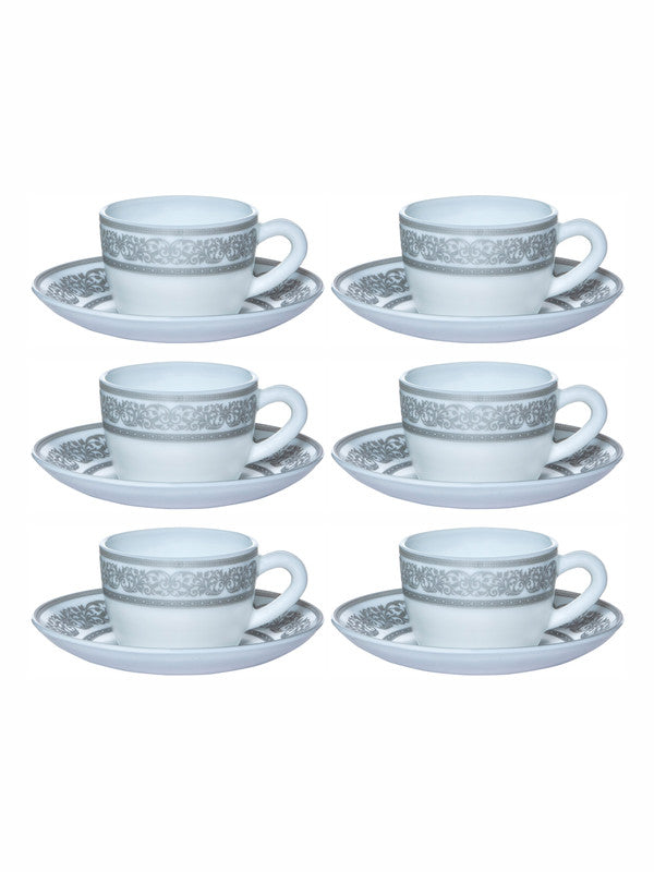 Cello Opalware Solitaire Cup Saucer (set of 6pcs Cup & 6pcs Saucer)