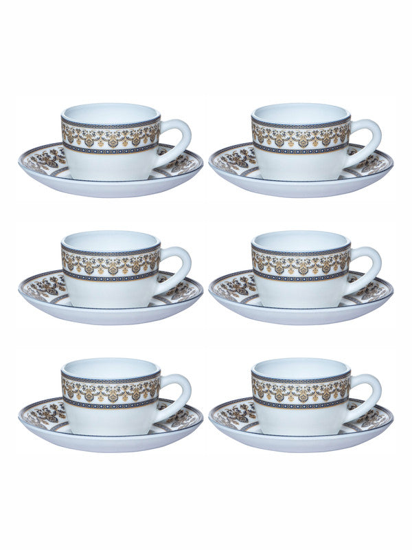 Cello Opalware Solitaire Cup Saucer (set of 6pcs Cup & 6pcs Saucer)