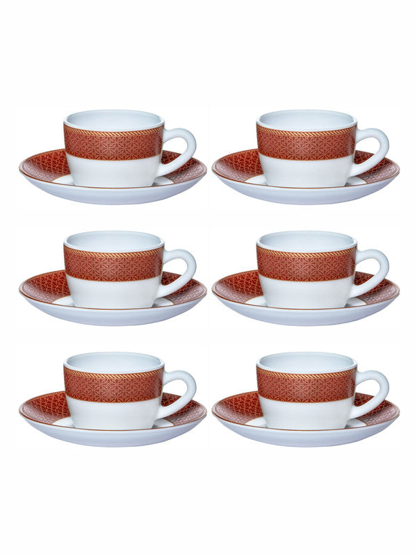 Cello Opalware Solitaire Cup Saucer (set of 6pcs Cup & 6pcs Saucer)