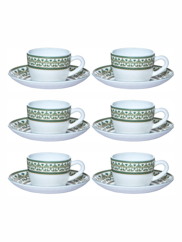 Cello Opalware Solitaire Cup Saucer (set of 6pcs Cup & 6pcs Saucer)