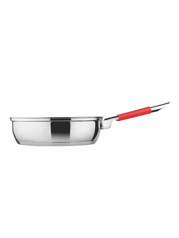 Stainless Steel Elegance Fry Pan with Handle & Glass Lid (Set of 2pcs)