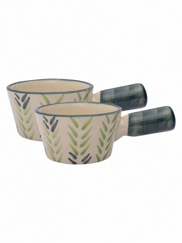 Designer Stoneware Soup Bowl with Handle (Set of 2 pcs) – GOOD HOMES