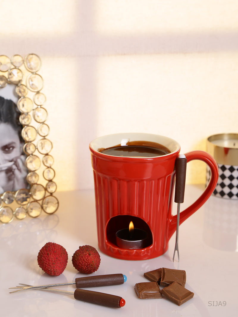 Chocolate Fondue Set with Candles Forks in a set Set of Pcs