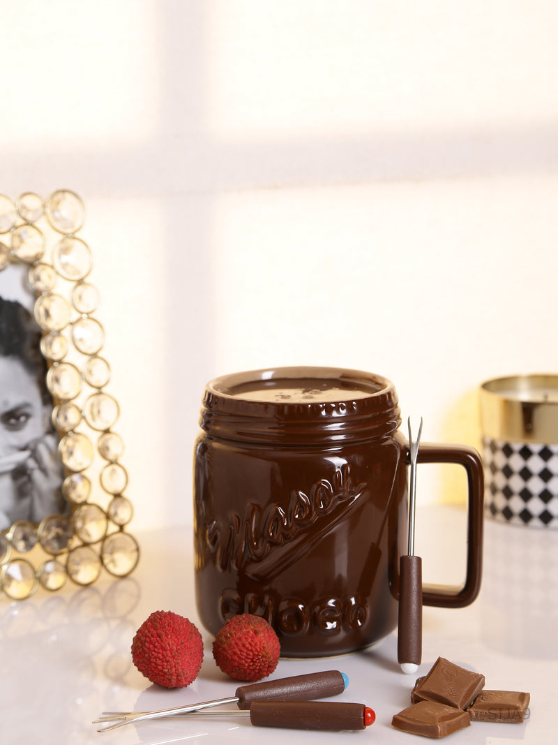 Chocolate Fondue Set with Candles Forks in a set Set of