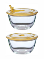 Goodhomes Clear Glass Small Bowl with Color Lid (Set of 2pcs)