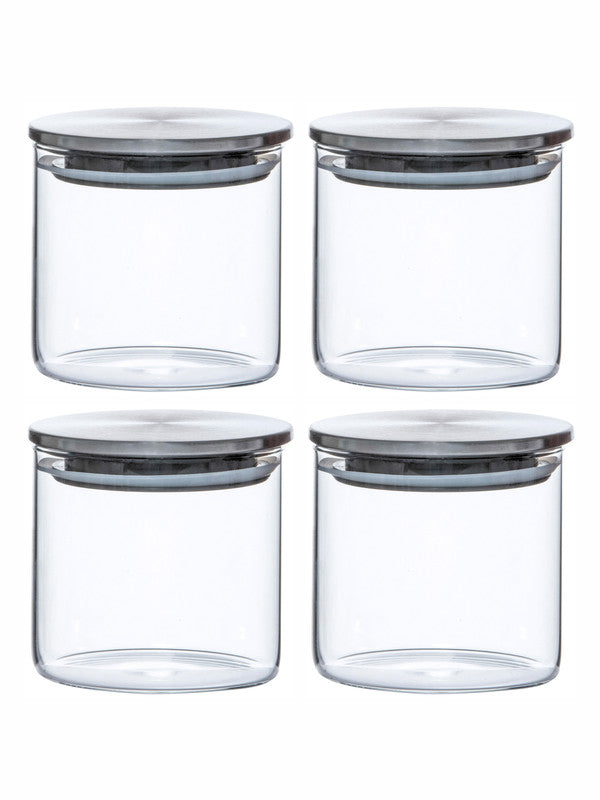 Goodhomes Glass Storae Jar with Airtight Lid (Set of 4pcs)