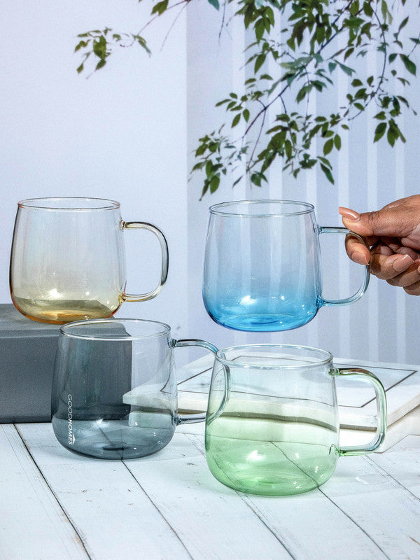 Goodhomes Glass Tea/Coffee Mug with colour (Set of 4pcs)