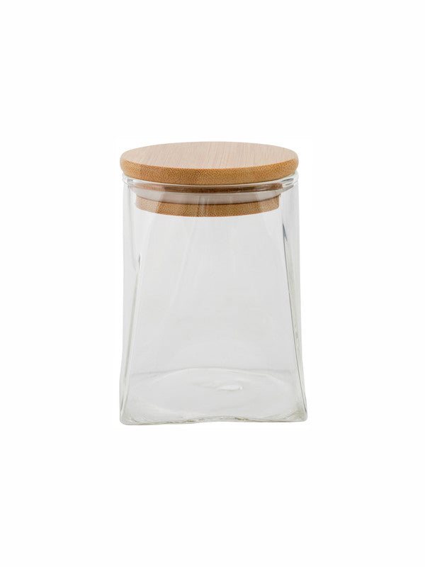 Goodhomes Glass Storage Jar with Wooden Lid (Set of 4pcs)