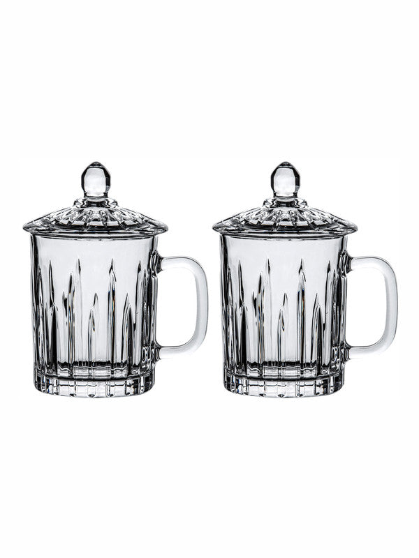 Goodhomes Glass Tea/Coffee Mug with Lid (Set of 2pcs)