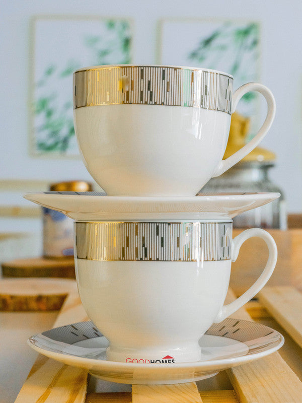 Goodhomes Bone China Tea / Coffee Cup Saucer (Set of 6pcs Cup