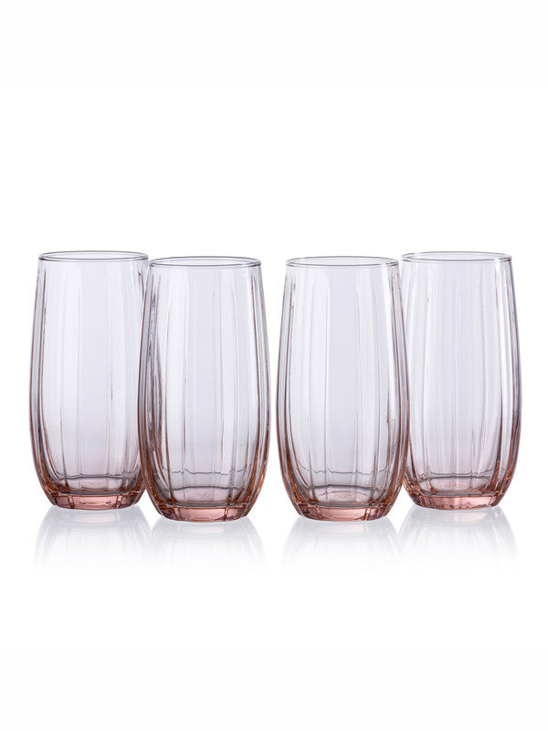 Pasabahce Linka Long Drink Water/ Juice Glass 500 ml 4 Pcs Set Pink