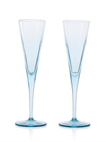 Pasabahce V-Line Champagne Flute Stem Glass 150 ml 2 Pcs Set Blue