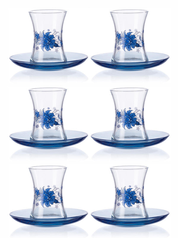 Pasabahce Diana Glass Cup & Saucer 170 ml 12 Pcs Set (Kashmiri Kahwa)