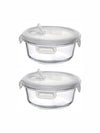 purefit Glass Round Container Set with Airtight Lid (Set of 2pcs)