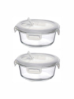 purefit Glass Round Container Set with Airtight Lid (Set of 2pcs)