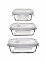 Purefit Glass Rectangle Container Set with Airtight Lid (Set of 3pcs)