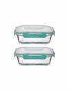 Purefit Glass Rectangle Container Set with Airtight Lid (Set of 2pcs)