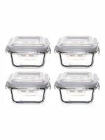 Purefit Glass Square Container Set with Airtight Lid (Set of 4pcs)