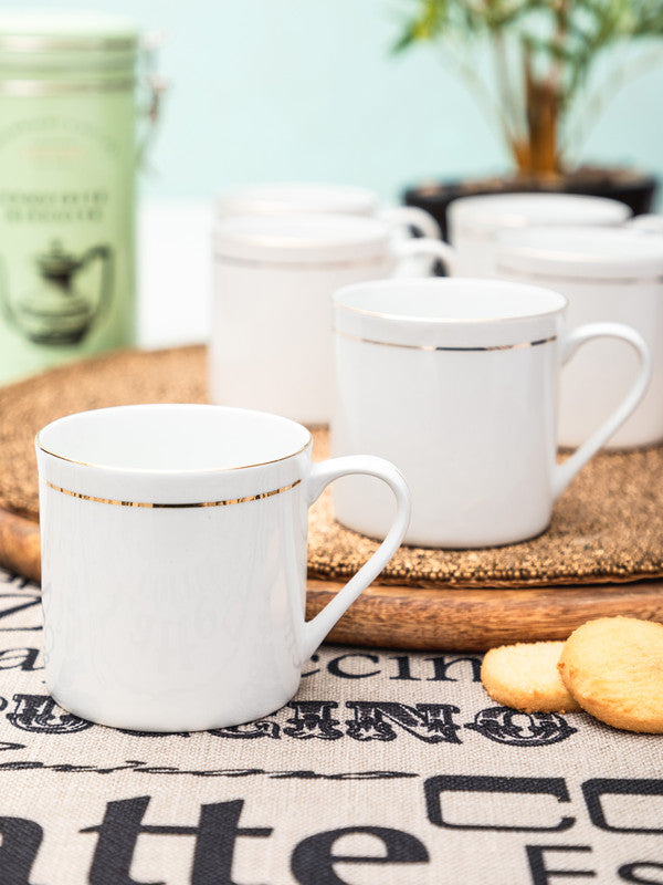 Bone China Tea Cups/Coffee Mugs with Real Gold Print (Set of 6pcs