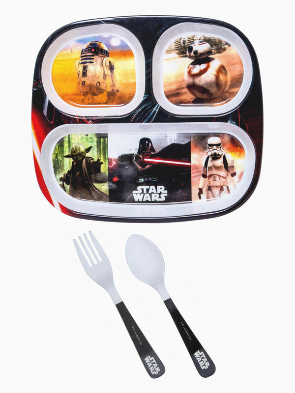 Servewell Melamine Rectangular Kids Set (Plate, Fork Spoon) Star Wars (Set of 3pcs)