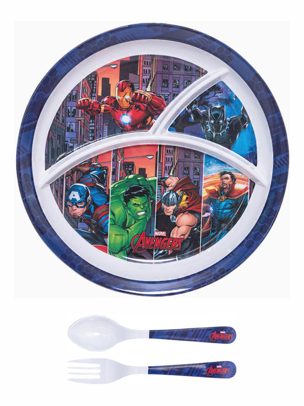 1 pc 3 Part Rnd Plate and 1 pc Fork & Spoon 16 cm Set 3 pc - Avengers