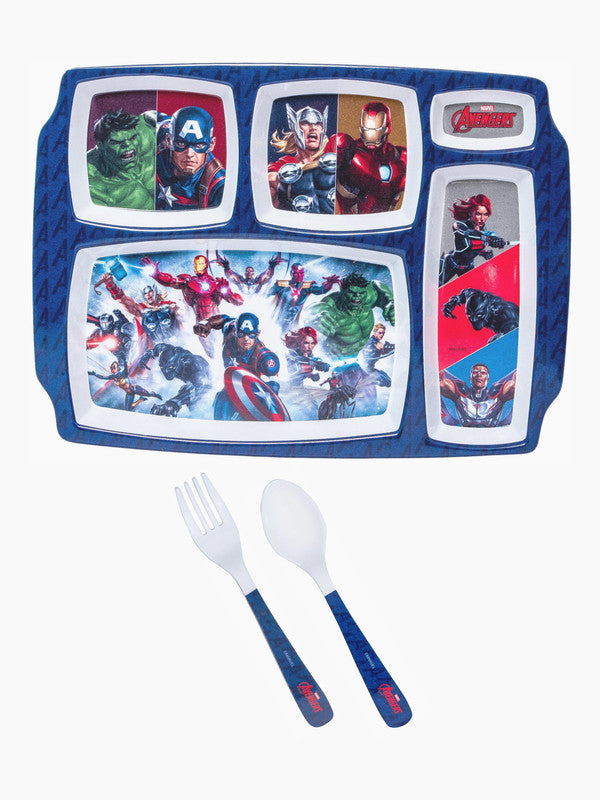 1 pc 5 Part Plate and 1 pc Fork & Spoon 16 cm Set 3 pc - Avengers