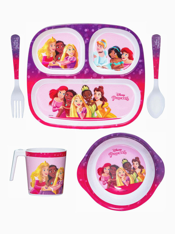 Disney Princess Melamine Kids Dinnerware Set with Water Bottle –
