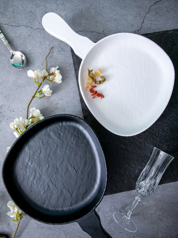 Servewell Serving Dish Matte With Handle set pc Black White 750ml