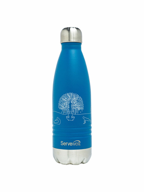 Servewell Indus - 500ml (Yoga) Blue SS Vacuum Bottle  (Set of 1pcs)