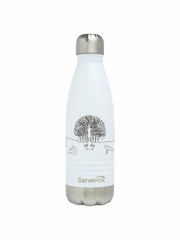 Servewell Indus - 500ml (Yoga) White SS Vacuum Bottle  (Set of 1pcs)