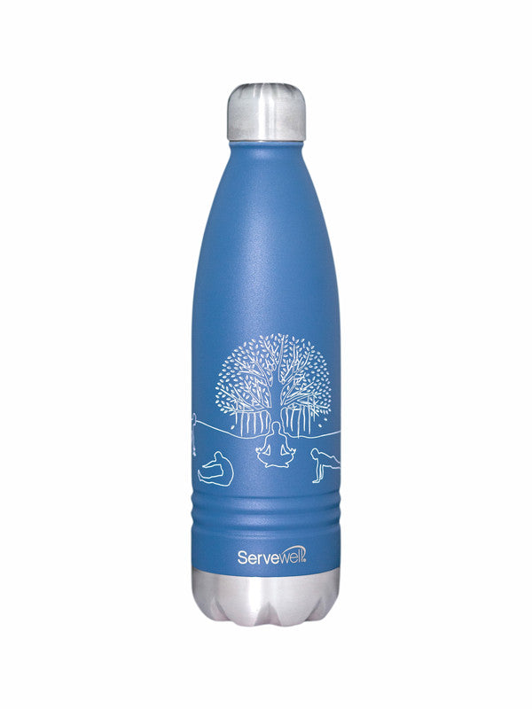 Servewell Indus - 750ml (Yoga) Blue SS Vacuum Bottle  (Set of 1pcs)